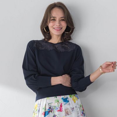 レース切替ニット≪手洗い可能≫