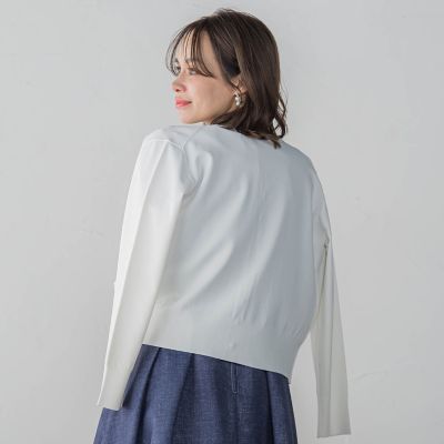 カプリ刺繍ニットカーディガン≪手洗い可能≫