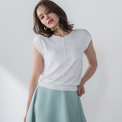 ＜Viaggio Blu (Women)＞【新色追加】ルシンダ前後２ｗａｙパールニット≪手洗い可能≫