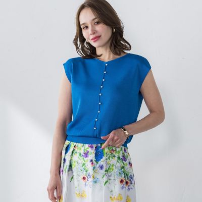 ＜Viaggio Blu (Women)＞ルシンダ前後２ｗａｙパールニット≪手洗い可能≫