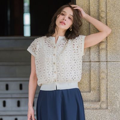 Viaggio Blu (Women)/ビアッジョブルー フラワーローブカーディガン≪手洗い可能≫