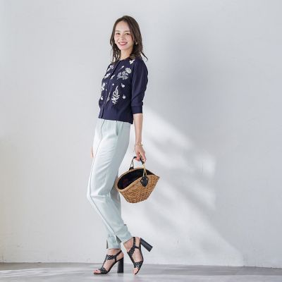 【新色追加】ハーブ刺繍カーディガン≪手洗い可能≫