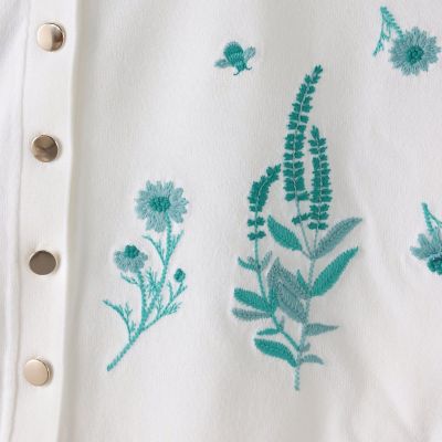 【新色追加】ハーブ刺繍カーディガン≪手洗い可能≫