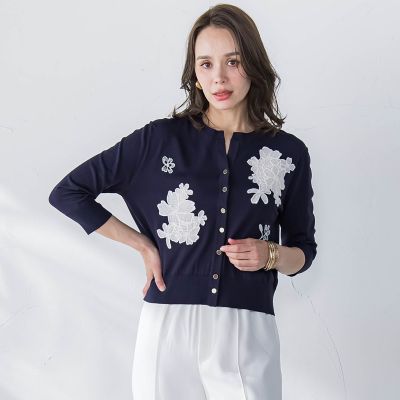 フラワー刺繍カーディガン≪手洗い可能≫