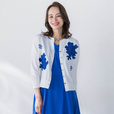 フラワー刺繍カーディガン≪手洗い可能≫