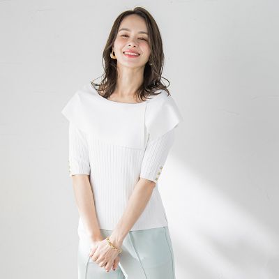 オフショルダーリブニット≪手洗い可能≫