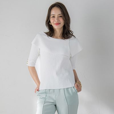 オフショルダーリブニット≪手洗い可能≫