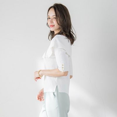 オフショルダーリブニット≪手洗い可能≫
