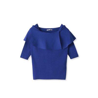 オフショルダーリブニット≪手洗い可能≫