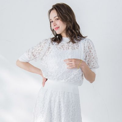 Viaggio Blu (Women)/ビアッジョブルー フラワーチュールドッキングニット≪手洗い可能≫