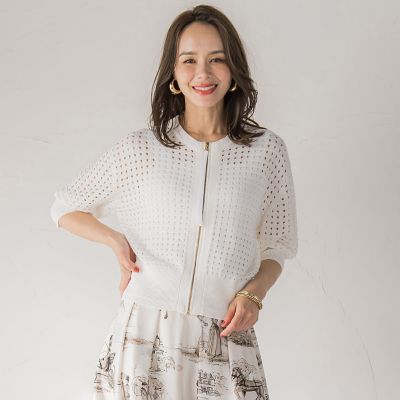 ＜Viaggio Blu (Women)＞メッシュニットカーディガン≪手洗い可能≫