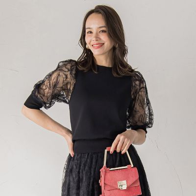 ＜Viaggio Blu (Women)＞フェザーフラワーニット≪手洗い可能≫