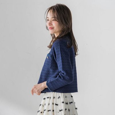 VIAGGIO BLU - カーディガンジャケット ノーカラー ❤️３シーズン 2回着用 定価31,000円 ツイードニットカーディガン | Viaggio Blu (Women)/ビアッジョブルー