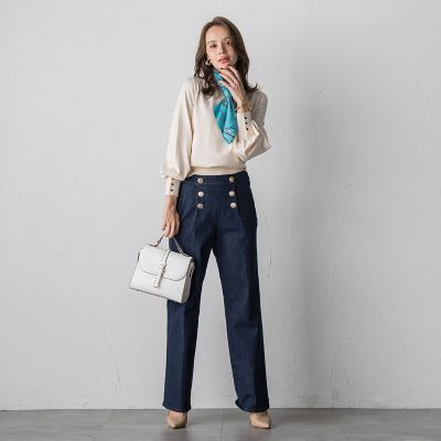 ヴィアッジョブルー　貴婦人シリーズ　スカーフ付きカットソー セール】 【WEB限定】ホーススカーフ付きニット≪セットアップ対応