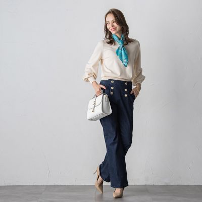 馬具プリントスカーフ付きニット≪手洗い可能≫ | Viaggio Blu (Women