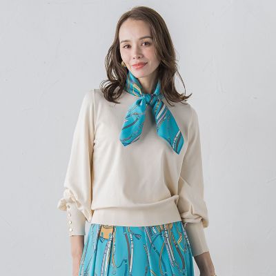 馬具プリントスカーフ付きニット≪手洗い可能≫ | Viaggio Blu (Women