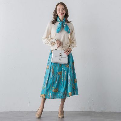 馬具プリントスカーフ付きニット≪手洗い可能≫ | Viaggio Blu (Women