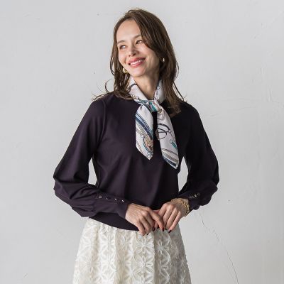 馬具プリントスカーフ付きニット≪手洗い可能≫ | Viaggio Blu (Women