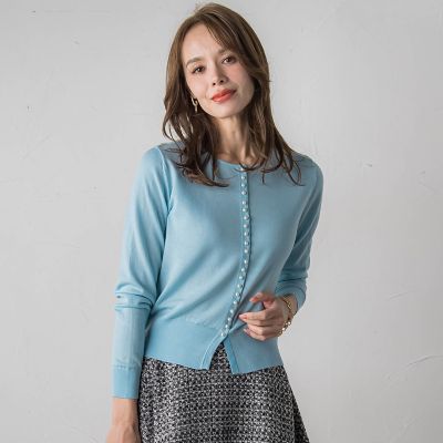 前後2wayパールボタンカーディガン | Viaggio Blu (Women