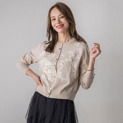 新色追加】ボタニカルモチーフ刺繍カーディガン | Viaggio Blu (Women