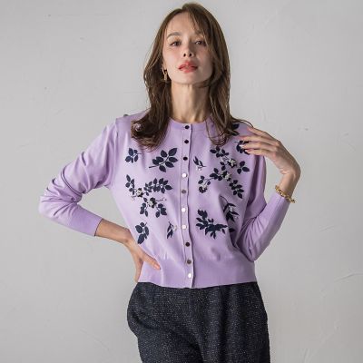 ＜Viaggio Blu (Women)＞【新色追加】ボタニカルモチーフ刺繍カーディガン