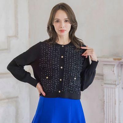 ＜Viaggio Blu (Women)＞リボンドットツイードカーディガン