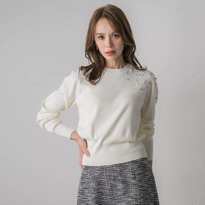 アシメパールビジューニット | Viaggio Blu (Women)/ビアッジョブルー