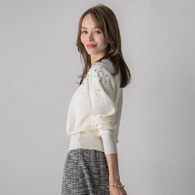 アシメパールビジューニット | Viaggio Blu (Women)/ビアッジョブルー