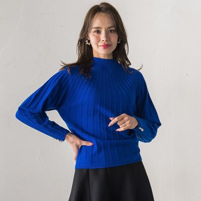 ＜Viaggio Blu (Women)＞【ＷＥＢ限定カラーあり】ラグランスリーブリブニット