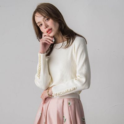 ＜Viaggio Blu (Women)＞袖フリルパールリブニット