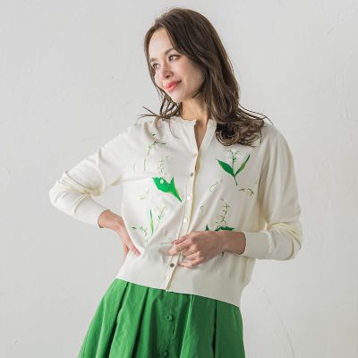 スズラン刺繍ニットカーディガン | Viaggio Blu (Women)/ビアッジョ