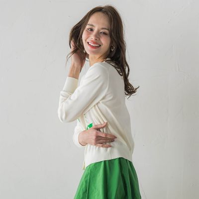 スズラン刺繍ニットカーディガン | Viaggio Blu (Women)/ビアッジョ