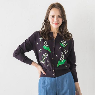 スズラン刺繍ニットカーディガン | Viaggio Blu (Women)/ビアッジョ