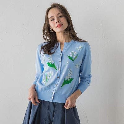 ＜Viaggio Blu (Women)＞スズラン刺繍ニットカーディガン