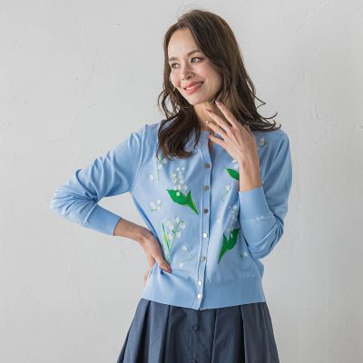 スズラン刺繍ニットカーディガン | Viaggio Blu (Women)/ビアッジョ