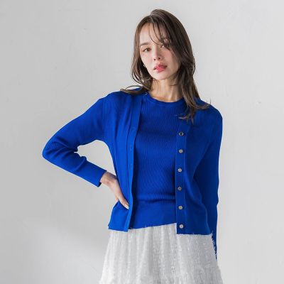 ＜Viaggio Blu (Women)＞ＬＵＣＩＮＤＡリブニットＶカーディガン