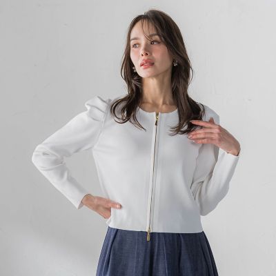 ＜Viaggio Blu (Women)＞パフスリーブダブルジップブルゾン