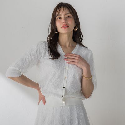 ＜Viaggio Blu (Women)＞ジプソフィラ刺繍チュールカーディガン