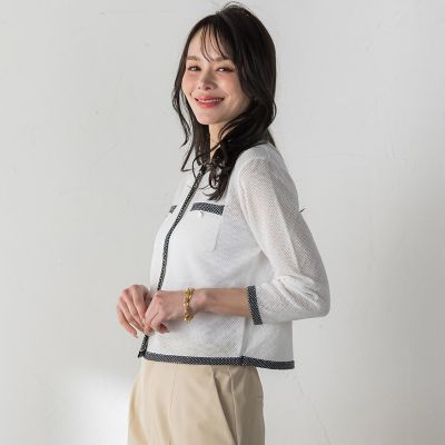 メッシュスパンコールニットカーディガン | Viaggio Blu (Women