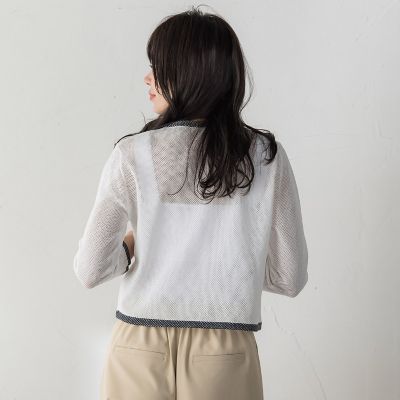 メッシュスパンコールニットカーディガン | Viaggio Blu (Women