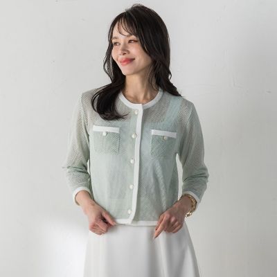 メッシュスパンコールニットカーディガン | Viaggio Blu (Women