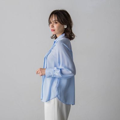 ピンタックボウタイブラウス≪洗濯機で洗える≫