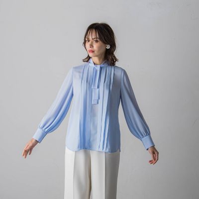 ピンタックボウタイブラウス≪洗濯機で洗える≫
