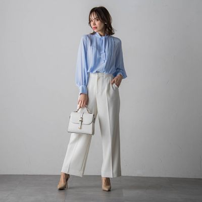 ピンタックボウタイブラウス≪洗濯機で洗える≫