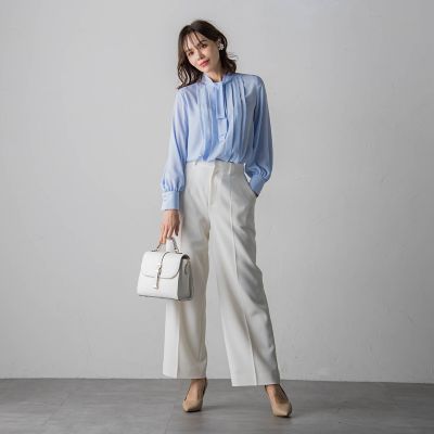 ピンタックボウタイブラウス≪洗濯機で洗える≫