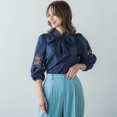 ７分袖レースブラウス≪手洗い可能≫