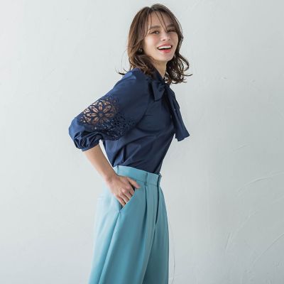 ７分袖レースブラウス≪手洗い可能≫