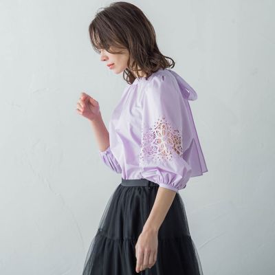 ７分袖レースブラウス≪手洗い可能≫