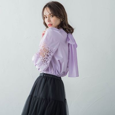７分袖レースブラウス≪手洗い可能≫