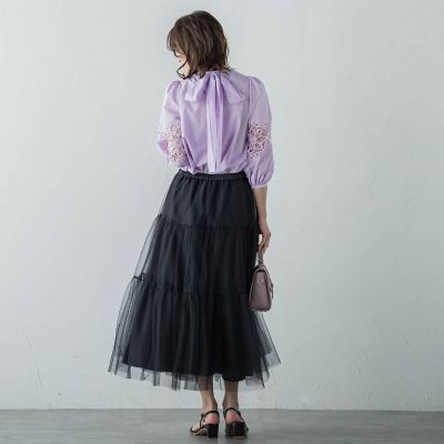 ７分袖レースブラウス≪手洗い可能≫